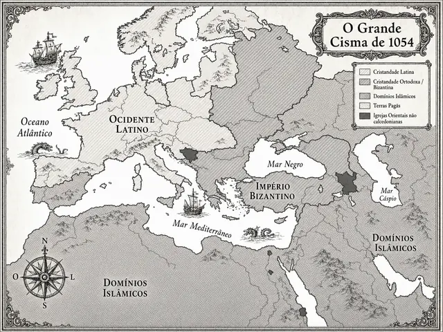 Mapa do Grande Cisma em preto e branco